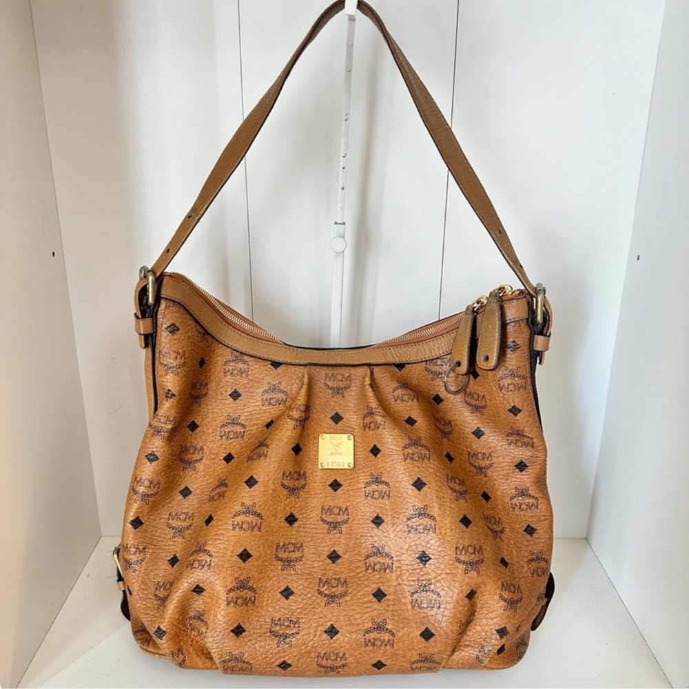 MCM Visetos Hobo Bag with Adjustable and Removable Strap